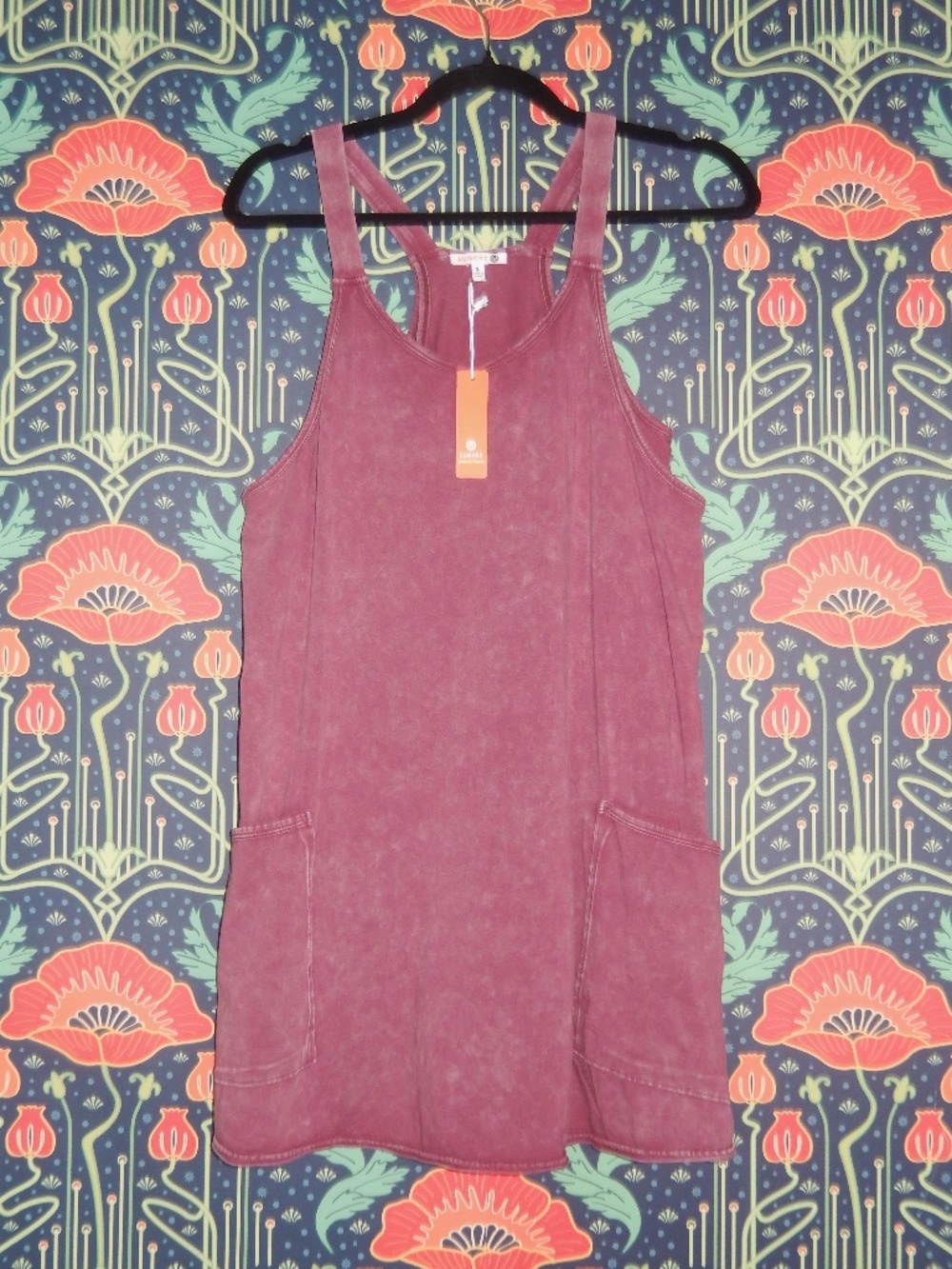 Sundry Burgundy Hot Shot Mineral Washed Dress Romper Yoga Running New S